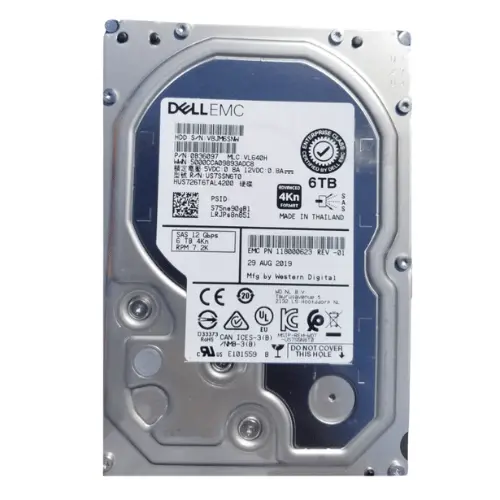 Dell 6TB 7.2K 12GBps 3.5 inch SAS Hard Drive 